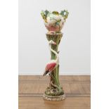 DELPHIN MASSIER (1836-1907) Colonne flamand rose et son cache-pot aux chardons en fa&#239;ence &...