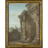 CHARLES-LOUIS CLERISSEAU (1722-1820) Caprice architectural avec figures,1781/1782