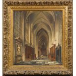 HENRI LALLEMAND (1809-1892) Int&#233;rieur de la Coll&#233;giale Saints-Pierre-et-Guidon d'Ander...