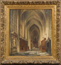 HENRI LALLEMAND (1809-1892) Int&#233;rieur de la Coll&#233;giale Saints-Pierre-et-Guidon d'Ander...