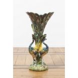 DELPHIN MASSIER (1836-1907) Grand vase aux paons en fa&#239;ence &#233;maill&#233;e &#224; d&#23...