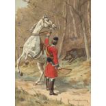 CHARLES-FERNAND DE CONDAMY (1855-1913) Le cheval cambr&#233; &#224; la chasse