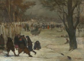 FERNAND ALLARD L'OLIVIER (1883-1933) Sc&#232;ne hivernale de patinage