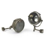 A pair of acetylene driving lamps/spotlamps, ((2))