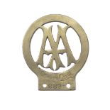 An early brass Stenson Cooke 'AA' member's badge, 1906,