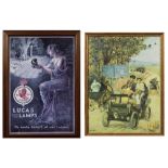 Two framed reproduction motoring prints, ((2))