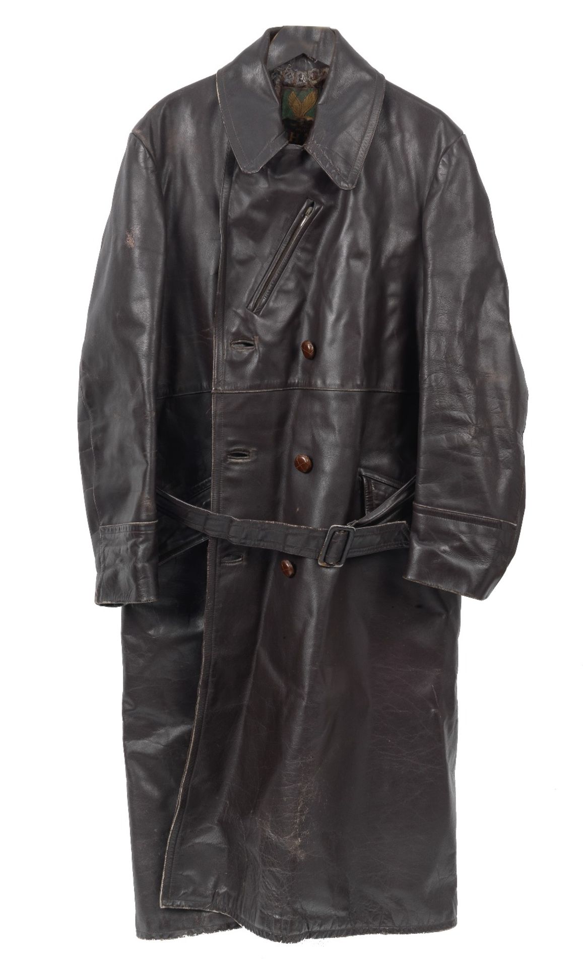 A gentleman's leather motorist's coat by H.A.Lederkleding,