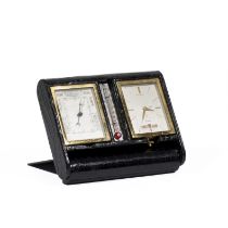 Jaeger LECOULTRE pour HERMES Paris, circa 1950. Pendulette 'Ados Barom&#232;tre'