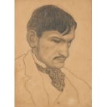 Eugeniusz Zak (Polish, 1884-1926) A Man with a Cravat (framed 43.0 x 34.5 x 2.0 cm (16 11/12 x 1...