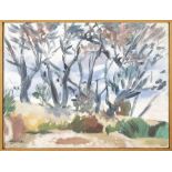 Jan Waclaw Zawadowski (Polish, 1891-1982) A Landscape with Trees and Bushes framed 48.5 x 63.25 ...