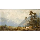 W&#322;adys&#322;aw Aleksander Malecki (Polish, 1836-1900) Cattle Grazing in an Alpine Landscape...
