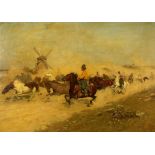 Antoni Piotrowski (Polish, 1853-1924) Un Convoi de Chevaux framed 78.0 x 103.0 x 5.0 cm (30 5/7 ...