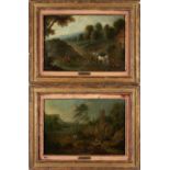 Flemish School (18th Century) Pair of Landscapes (Morning and Evening) framed 40.5 x 53.3 x 3.5 ...