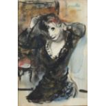 Rajmund Kanelba (Polish, 1897-1960) Pinning Back Her Hair framed 32.0 x 23.5 x 2.0 cm (12 1/2 x ...