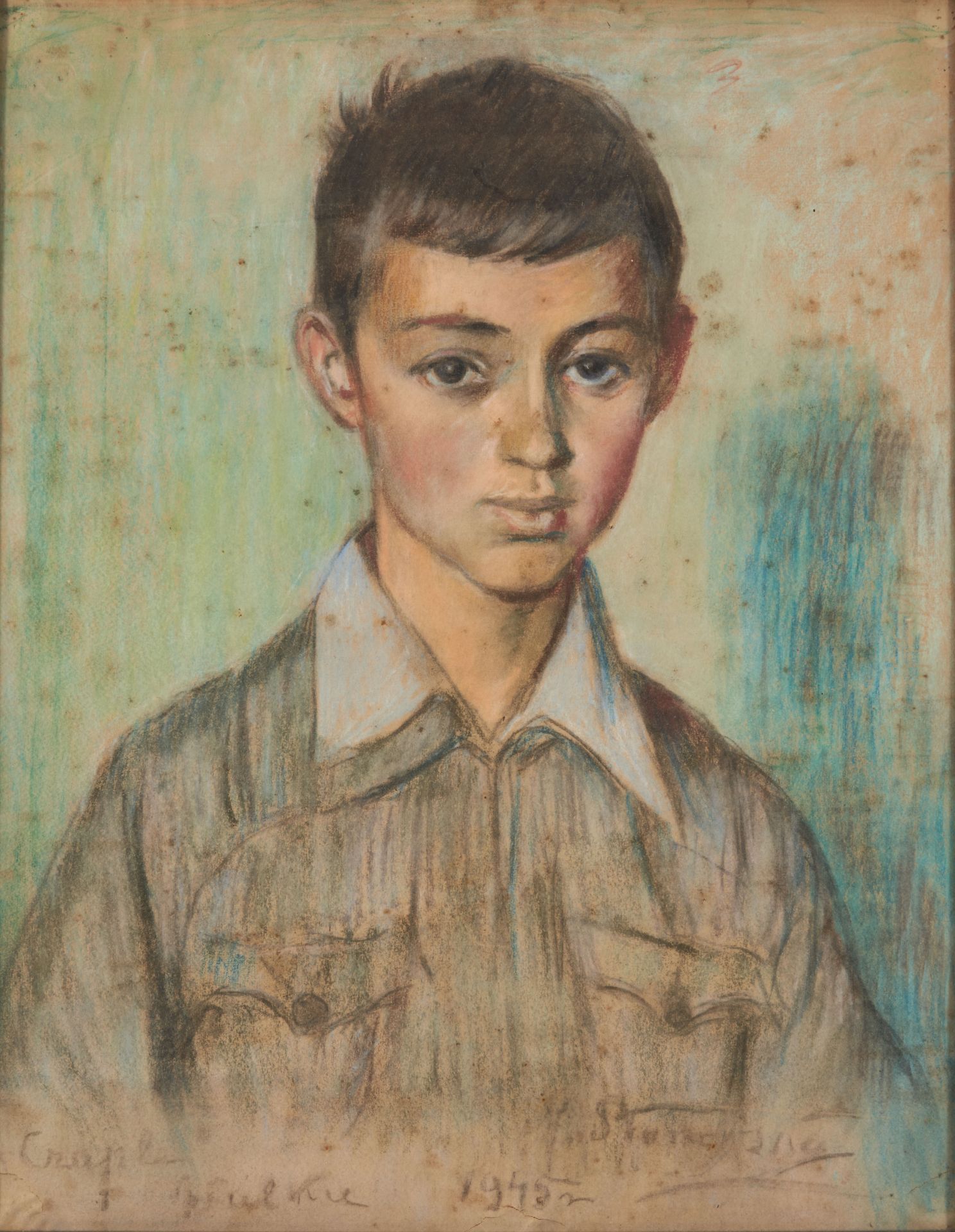Stanis&#322;aw Ignacy Witkiewicz (Polish, 1885-1939) Portrait of a Boy, framed 65.0 x 51.7 x 3.5...