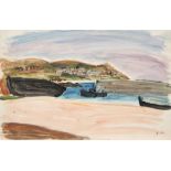 Henri Hayden (French/Polish, 1883-1970) Shore View with Beached Boats framed 48.5 x 63.5 x 2.5 c...