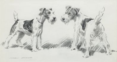 Morgan Dennis (American, 1892-1960) Wire Fox Terriers (mounted but unframed)