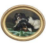 Carl Suhrlandt (German, 1828-1919) A Pair of King Charles Spaniels oval 37 x 48cm (14 9/16 x 18 ...