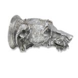 A cast electroplated Irish Wolfhound stirrup cup Late 19th Century