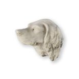 A white marble relief of a Setter's head Early 20th century