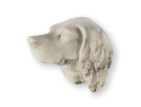 A white marble relief of a Setter's head Early 20th century