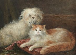 Henry Maurice Page (British, 1845-1908) Study of a Terrier and a Cat