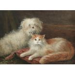 Henry Maurice Page (British, 1845-1908) Study of a Terrier and a Cat