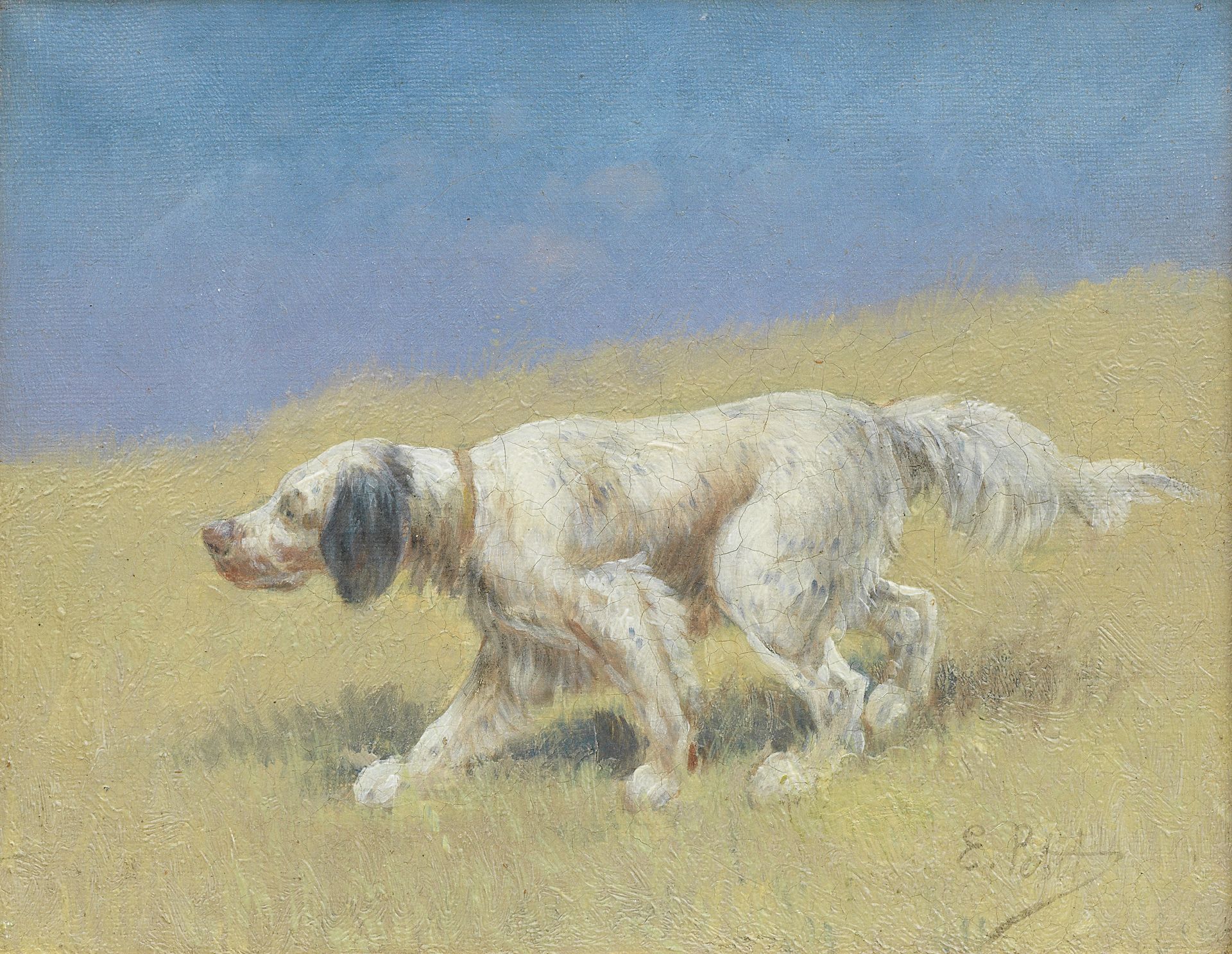 Eugene Petit (French, 1839-1886) Laverack Setter on a Hillside