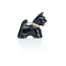 An onyx and gem-set Scottie dog brooch