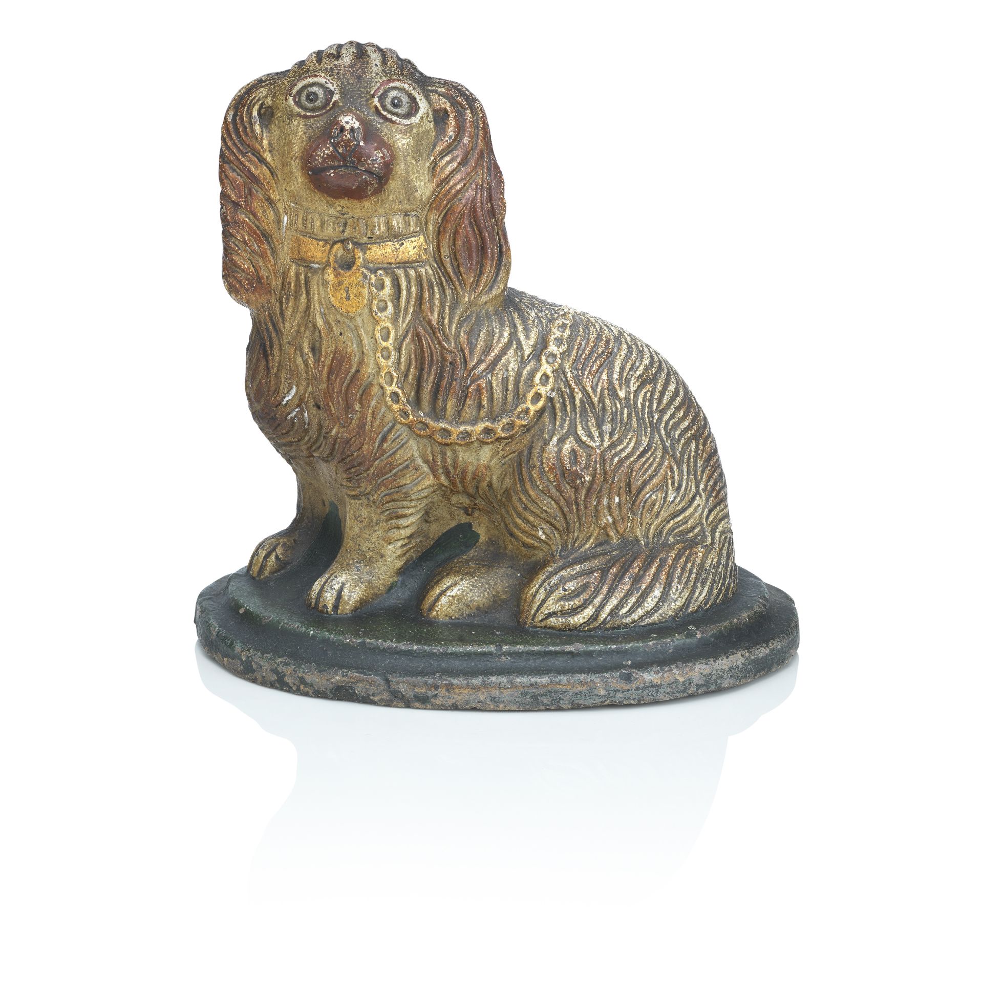 An English polychrome fireclay model of a Spaniel Mid-19th century