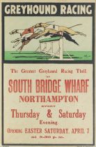 After Cecil Charles Windsor Aldin RBA A Greyhound Racing Poster for South Bridge Wharf, Northampton