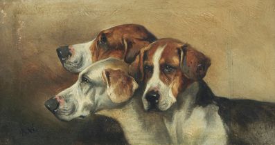 Alfred Wheeler (British, 1851-1932) Hounds Heads