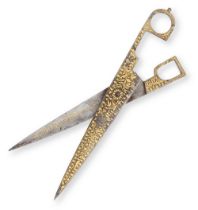A pair of gold-koftgari steel scissors bearing the name of Maharajah Ranjit Singh (reg. 1801-183...