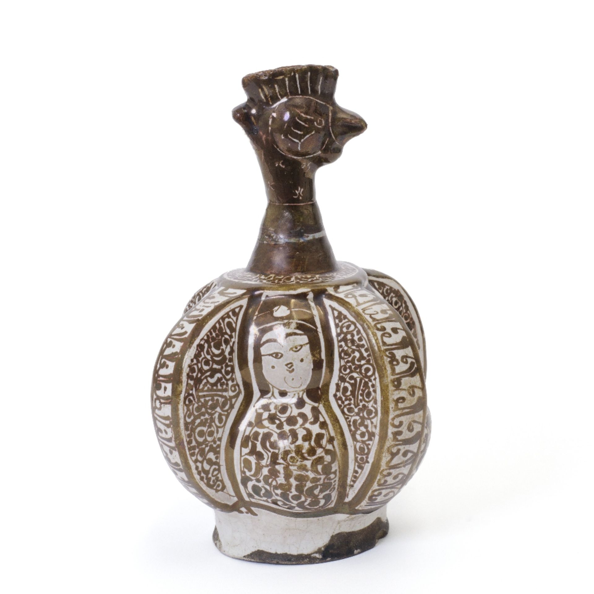 A Kashan cockerel-headed lustre pottery ewer Persia, 13th Century