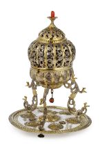 An Ottoman coral-set parcel-gilt silver incense burner Turkey, 18th/ 19th Century