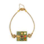 A gem-set enamelled-gold navratna armband (bazuband) with 19th century European bracelet North I...