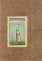 A noblewoman walking with a child in a landscape Deccan, 18th Century