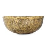 A large Mamluk engraved brass basin Egypt, with date AH 920/ AD 1514-15