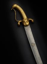 A gilt-copper hilted steel sword from the armoury of Tipu Sultan Mysore, Seringapatam, late 18th...