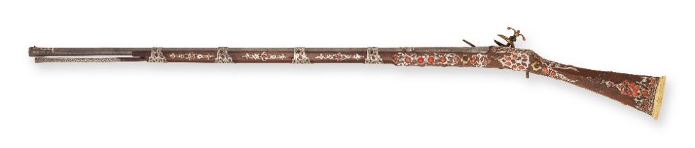 An Ottoman coral-inlaid silver mounted flintlock gun Algeria, 18th/ 19th Century
