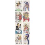 A large group of 88 small Kalighat paintings on card, mostly depicting figures and scenes from H...