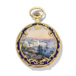A fine enamelled gold pocket watch depicting Constantinople inscribed 'Sultan Mohamed Reshad Kha...
