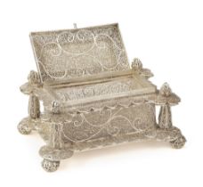 An Indo-Portuguese silver filigree Casket Probably Goa, 17th Century