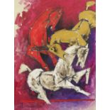 Maqbool Fida Husain (Indian, 1915-2011) Untitled (Horses)