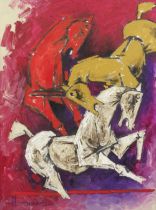 Maqbool Fida Husain (Indian, 1915-2011) Untitled (Horses)