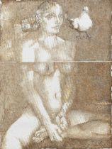 Jamil Naqsh (1939-2019) Untitled (Woman with a pigeon)