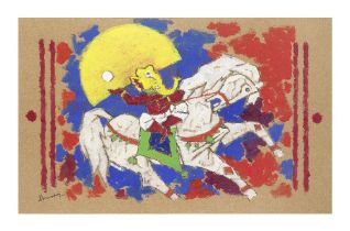 Maqbool Fida Husain (1915-2011) Untitled (Ganesh Riding a Horse with the Sun)