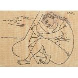 George Keyt (1901-1993) Untitled (Seated Figure Holding a Sitar)
