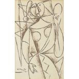 George Keyt (1901-1993) Untitled (Female Figure Holding a Mirror)