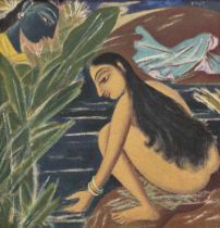 George Keyt (1901-1993) Untitled (Radha and Krishna)